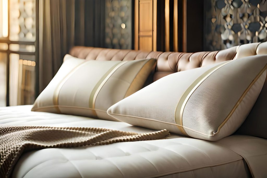 Pillow Bed with white gold pillows